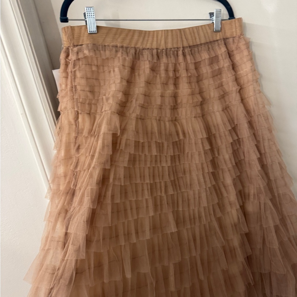 Faherty Tan Maxi Tiered A-Line Skirt